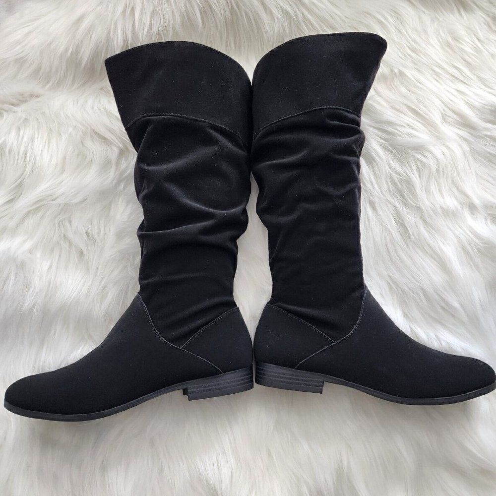 Style & Co Women's Size 7.5M WC‎ Black Suede Kelimae Wide-Calf Scrunched Boots
